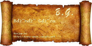 Bánó Géza névjegykártya